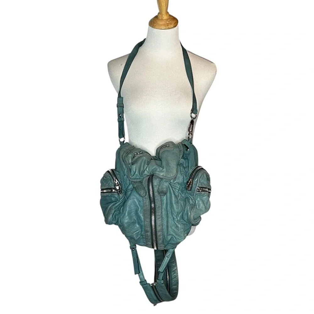 Alexander Wang Supple Lambskin Marti Convertible Moto Backpack Bag turquoise